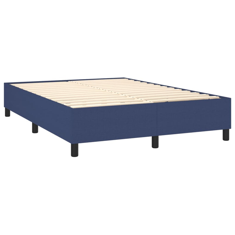 vidaXL kék szövet rugós és LED-es ágy matraccal 140x190 cm