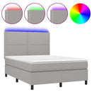 vidaXL világosszürke szövet rugós és LED-es ágy matraccal 140x200 cm
