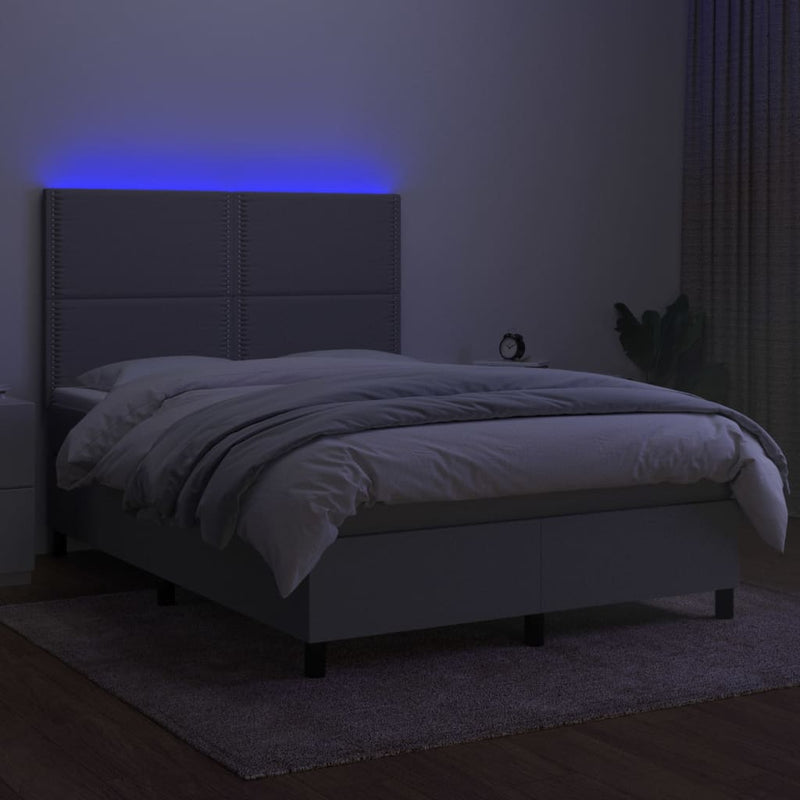 vidaXL világosszürke szövet rugós és LED-es ágy matraccal 140x200 cm