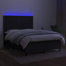 vidaXL fekete szövet rugós és LED-es ágy matraccal 140x200 cm