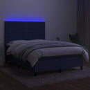 vidaXL kék szövet rugós és LED-es ágy matraccal 140x200 cm