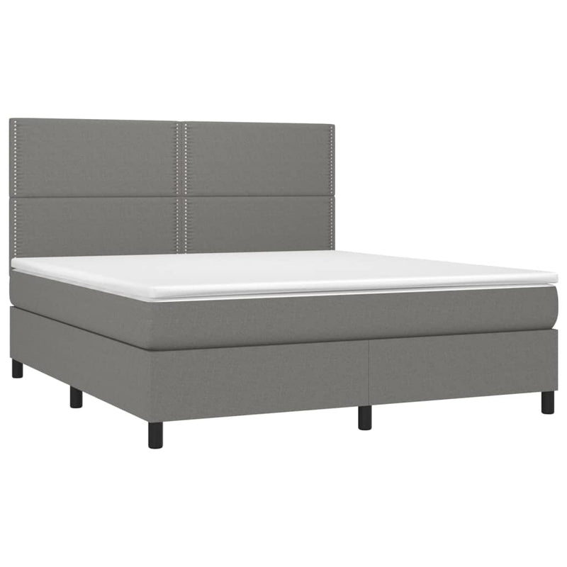 vidaXL sötétszürke szövet rugós és LED-es ágy matraccal 180 x 200 cm