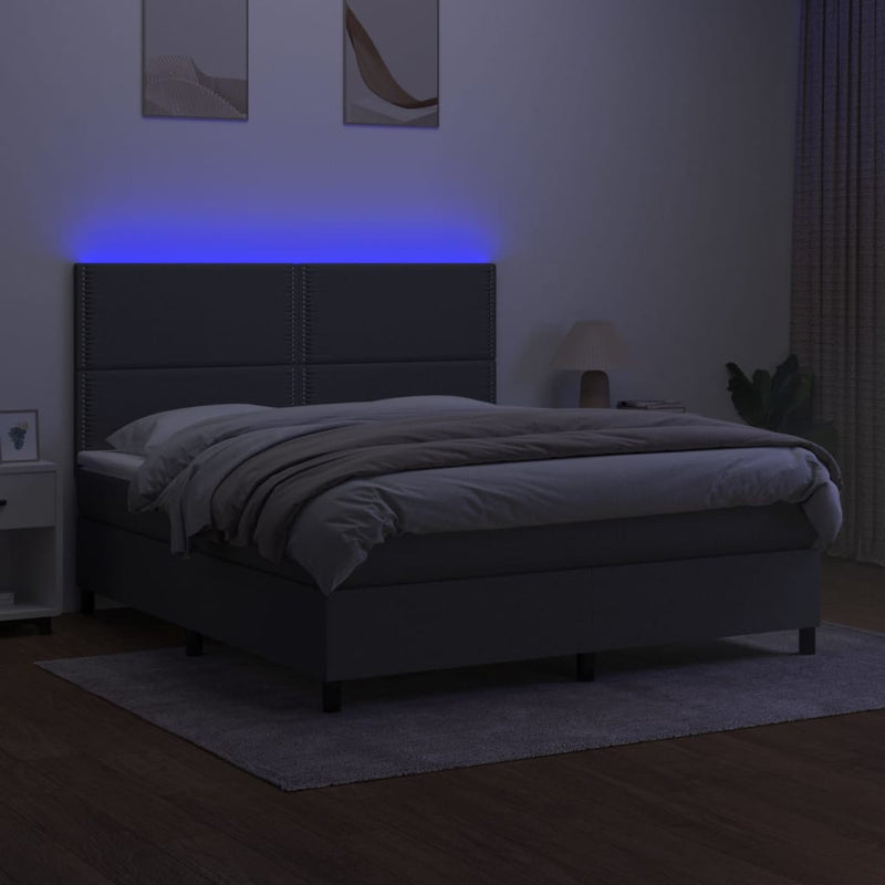 vidaXL sötétszürke szövet rugós és LED-es ágy matraccal 180 x 200 cm