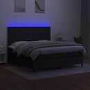 vidaXL fekete szövet rugós és LED-es ágy matraccal 180 x 200 cm