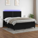 vidaXL fekete szövet rugós és LED-es ágy matraccal 180 x 200 cm