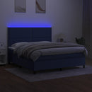 vidaXL kék szövet rugós és LED-es ágy matraccal 180 x 200 cm