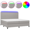 vidaXL világosszürke szövet rugós és LED-es ágy matraccal 200x200 cm