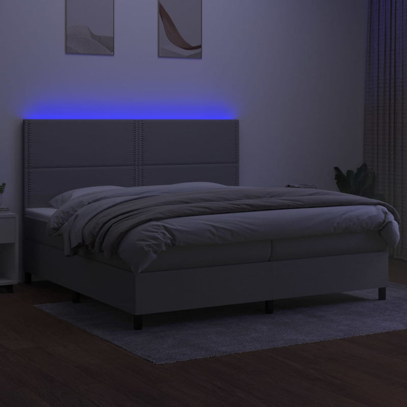 vidaXL világosszürke szövet rugós és LED-es ágy matraccal 200x200 cm