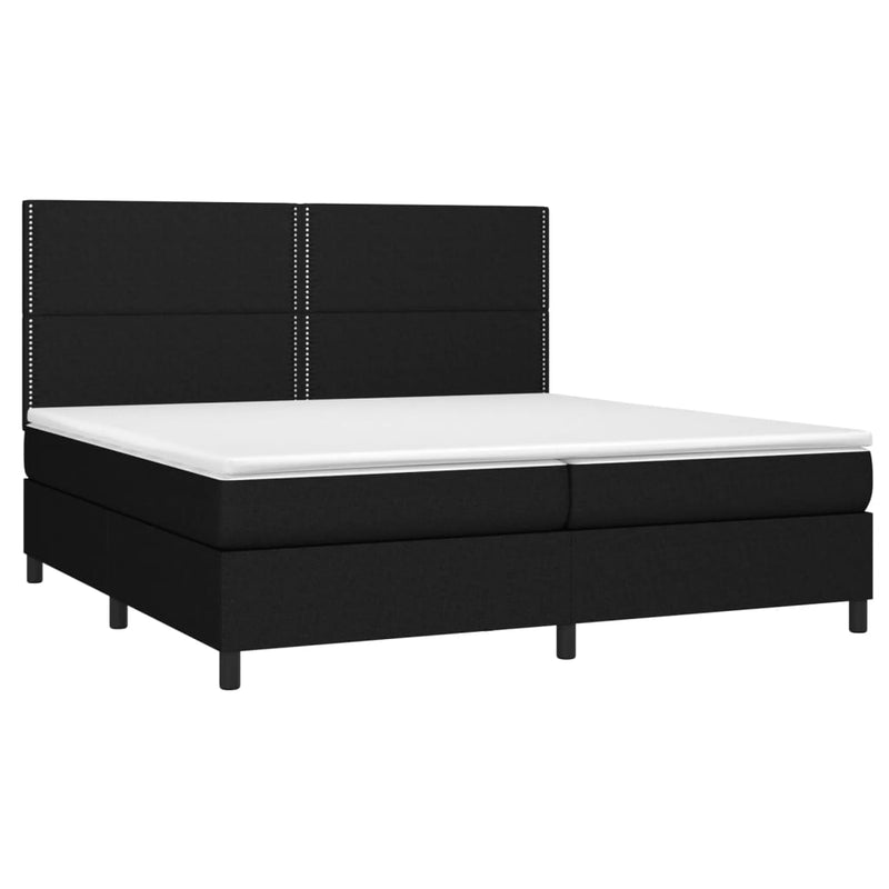 vidaXL fekete szövet rugós és LED-es ágy matraccal 200x200 cm
