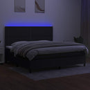 vidaXL fekete szövet rugós és LED-es ágy matraccal 200x200 cm