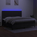 vidaXL fekete szövet rugós és LED-es ágy matraccal 200x200 cm