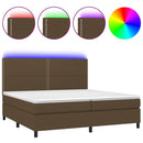 vidaXL barna szövet rugós és LED-es ágy matraccal 200x200 cm