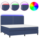 vidaXL kék szövet rugós és LED-es ágy matraccal 200 x 200 cm