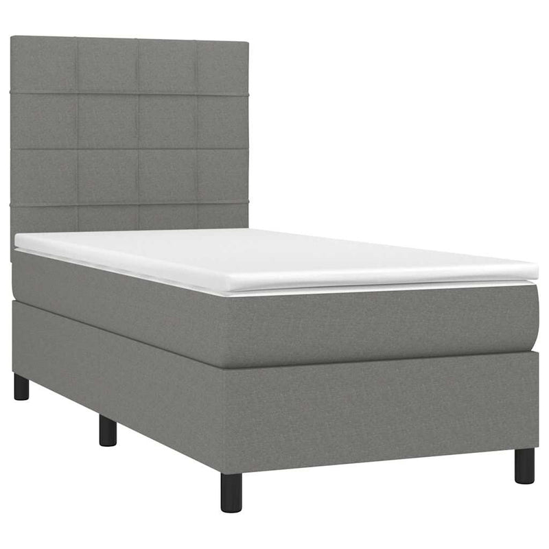vidaXL sötétszürke szövet rugós és LED-es ágy matraccal 80 x 200 cm