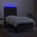 vidaXL fekete szövet rugós és LED-es ágy matraccal 80 x 200 cm