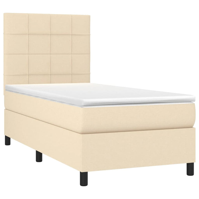 vidaXL krémszínű szövet rugós és LED-es ágy matraccal 80 x 200 cm