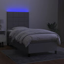 vidaXL világosszürke szövet rugós és LED-es ágy matraccal 90x190 cm
