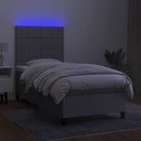 vidaXL világosszürke szövet rugós és LED-es ágy matraccal 90x200 cm
