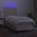 vidaXL krémszínű szövet rugós és LED-es ágy matraccal 90x200 cm