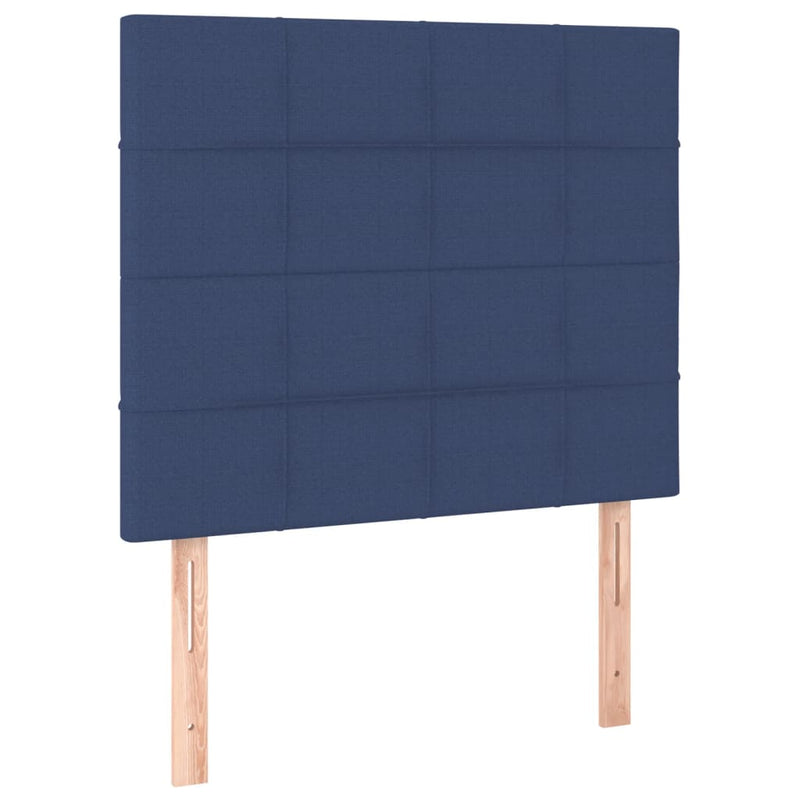 vidaXL kék szövet rugós és LED-es ágy matraccal 90x200 cm
