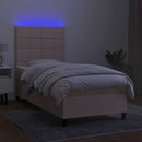 vidaXL krémszínű szövet rugós és LED-es ágy matraccal 100x200 cm