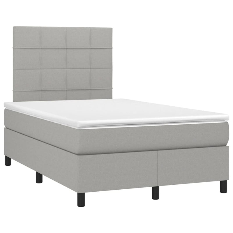vidaXL világosszürke szövet rugós és LED-es ágy matraccal 120 x 200 cm