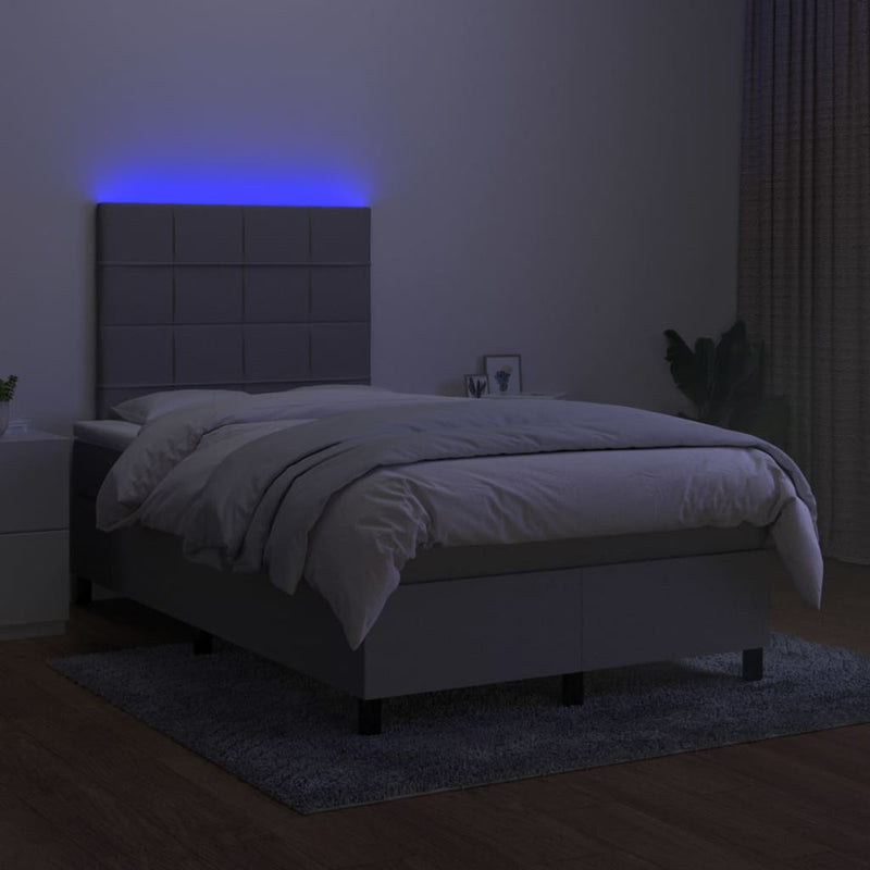 vidaXL világosszürke szövet rugós és LED-es ágy matraccal 120 x 200 cm