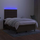 vidaXL barna szövet rugós és LED-es ágy matraccal 120 x 200 cm
