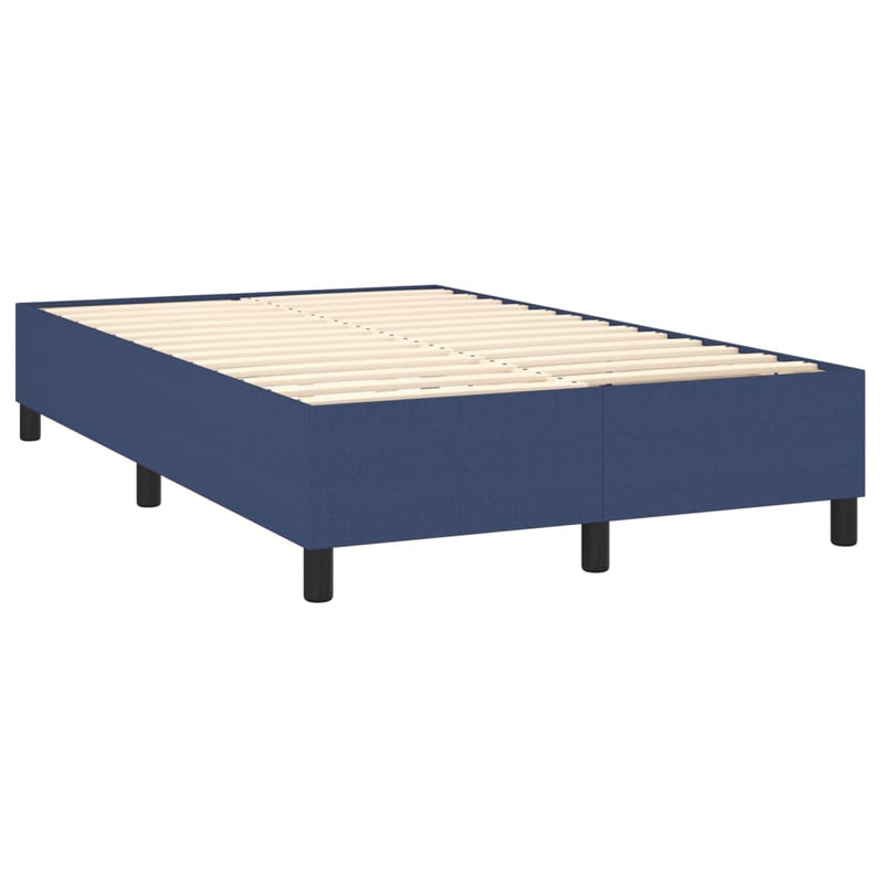 vidaXL kék szövet rugós és LED-es ágy matraccal 120 x 200 cm