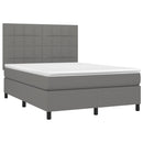 vidaXL sötétszürke szövet rugós és LED-es ágy matraccal 140x190 cm