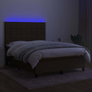 vidaXL barna szövet rugós és LED-es ágy matraccal 140x190 cm