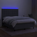 vidaXL sötétszürke szövet rugós és LED-es ágy matraccal 140x200 cm