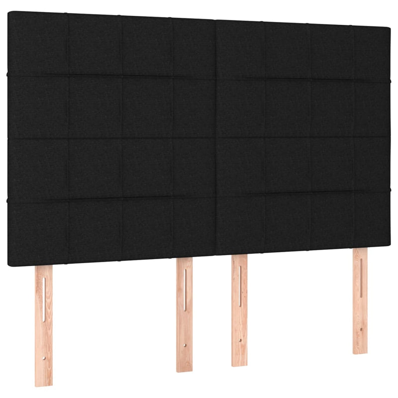 vidaXL fekete szövet rugós és LED-es ágy matraccal 140x200 cm