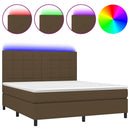 vidaXL barna szövet rugós és LED-es ágy matraccal 160x200 cm