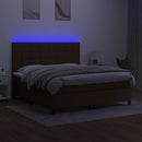 vidaXL barna szövet rugós és LED-es ágy matraccal 160x200 cm
