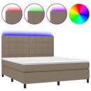vidaXL tópszínű szövet rugós és LED-es ágy matraccal 160x200 cm
