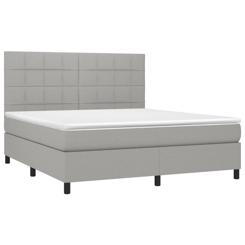 vidaXL világosszürke szövet rugós és LED-es ágy matraccal 160x200 cm