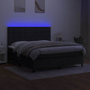 vidaXL fekete szövet rugós és LED-es ágy matraccal 180 x 200 cm