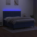 vidaXL kék szövet rugós és LED-es ágy matraccal 180 x 200 cm