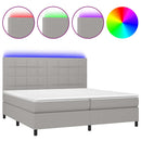 vidaXL világosszürke szövet rugós és LED-es ágy matraccal 200x200 cm