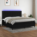 vidaXL fekete szövet rugós és LED-es ágy matraccal 200x200 cm
