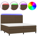 vidaXL barna szövet rugós és LED-es ágy matraccal 200x200 cm