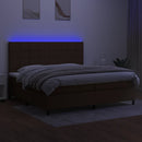 vidaXL barna szövet rugós és LED-es ágy matraccal 200x200 cm