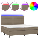 vidaXL tópszínű szövet rugós és LED-es ágy matraccal 200 x 200 cm