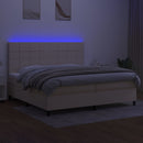 vidaXL krémszínű szövet rugós és LED-es ágy matraccal 200 x 200 cm