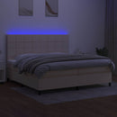 vidaXL krémszínű szövet rugós és LED-es ágy matraccal 200 x 200 cm
