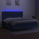 vidaXL kék szövet rugós és LED-es ágy matraccal 200 x 200 cm