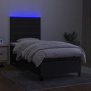 vidaXL fekete szövet rugós és LED-es ágy matraccal 80 x 200 cm