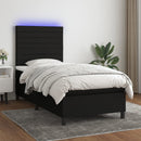 vidaXL fekete szövet rugós és LED-es ágy matraccal 80 x 200 cm