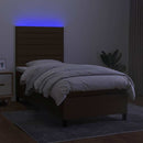 vidaXL barna szövet rugós és LED-es ágy matraccal 80 x 200 cm